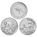 2026 Australian Kangaroo, Koala, and Kookaburra 1oz Silver Coin Collection (3 Coins)
