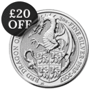 Pre-Owned 2017 UK Queen’s Beasts The Dragon 2oz Silver Coin - VAT Free