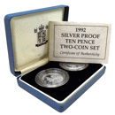 Pre-Owned 1992 UK 10p Proof Silver 2-Coin Set - VAT Free