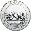 Pre-Owned 2013 Canadian Polar Bear 1.5oz Silver Coin - VAT Free