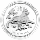 Pre-Owned 2018 Australian Lunar Dog 1/2oz Silver Coin - VAT Free