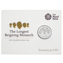 Pre-Owned 2015 UK The Longest Reigning Monarch £20 Fine Silver Coin - Carded - VAT Free