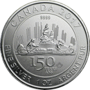 Pre-Owned 2017 Canadian 150th Anniversary Voyageur 1oz Silver Coin  - VAT Free