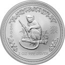 Pre-Owned 2004 Australian Lunar Monkey 2oz Silver Coin - VAT Free