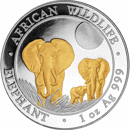 Pre-Owned 2014 Somalian Elephant 1oz Gilded Silver Coin - VAT Free
