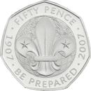 Pre-Owned 2007 UK Scouting Centenary 50p Proof Design Silver Coin - VAT Free