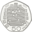 Pre-Owned UK 1992/1993 EU Single Market 50p Piedfort Proof Design Silver Coin - VAT Free