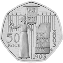 Pre-Owned 2003 UK 50p Women Social Political Union Piedfort Proof Design Silver Coin - VAT Free