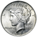 Pre-Owned USA 1924 Peace Dollar Philadelphia Silver Coin - VAT Free