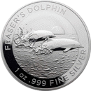 Pre-Owned 2021 Australian Fraser's Dolphin 1oz Silver Coin - VAT Free