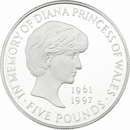 Pre-Owned 1999 UK Diana Princess of Wales Memorial £5 Silver Proof Design Coin - VAT Free