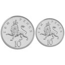 Pre-Owned 1992 UK 10p Proof Design Silver 2-Coin Set - VAT Free