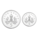 Pre-Owned 1990 UK 5p Proof Design Silver 2-Coin Set - VAT Free