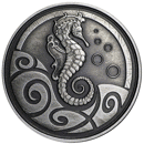 Pre-Owned 2019 Samoa Seahorse Antique Finish 1oz Silver Coin