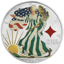 Pre-Owned 2006 USA Eagle 'Diamond Privy' Colourised 1oz Silver Coin - VAT Free
