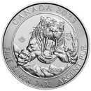 Pre-Owned 2023 Canadian Ice Age of Canada Smilodon Sabre-Tooth Tiger 2oz Silver Coin - VAT Free