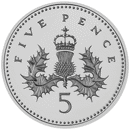 Pre-Owned 1990 UK 5p Piedfort Proof Design Silver Coin - VAT Free