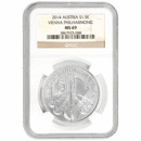 Pre-Owned 2014 Austrian Philharmonic 1oz Silver Coin - NGC Graded MS69 - 3867925-088 - VAT Free