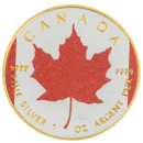 Pre-Owned 2024 Canadian Maple Diamond Flag Colourised Gilded 1oz Silver Coin - VAT Free