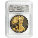 Pre-Owned 2025 USA Eagle Black Ruthenium and Gold Gilded 1oz Silver Coin - VAT Free