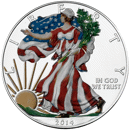 Pre-Owned 2014 USA Eagle Colourised 1oz Silver Coin - VAT Free