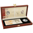 Pre-Owned 1996 Queen Elizabeth II 70th Birthday Proof Silver Crown and Ten-Pound Note Set - VAT Free