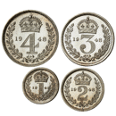 Pre-Owned 1948 UK George VI Maundy Money Silver 4-Coin Set - VAT Free