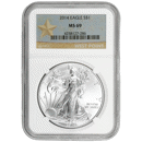 Pre-Owned 2014 USA Eagle 1oz Silver Coin - NGC Graded MS69 - 4258127-286 - VAT Free