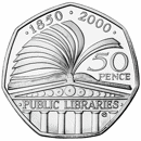 Pre-Owned 2000 UK Library Association Proof Design 50p Silver Coin - VAT Free