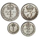 Pre-Owned 1901 UK Victoria Maundy Money Silver 4-Coin Set - Unboxed - VAT Free