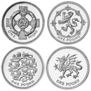 Pre-Owned 1994-1997 UK £1 Piedfort Proof Design Silver 4-Coin Collection - VAT Free