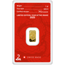 Argor-Heraeus 2025 Lunar Snake 1g Stamped Gold Bar