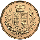 Pre-Owned 2002 UK 'Shield' Proof Design Half Sovereign Gold Coin