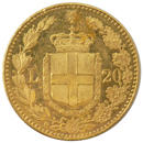 Pre-Owned 1882 Italian Umberto 20 Lira Gold Coin