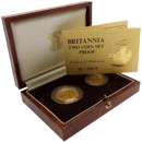 Pre-Owned 1987 UK Britannia 1/4oz and 1/10oz Proof Gold 2-Coin Set