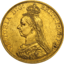 Pre-Owned 1887 UK Victoria Jubilee Head Quintuple Sovereign Gold Coin
