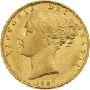 Pre-Owned 1880 Sydney Mint Victoria Young Head 'Shield' Full Sovereign Gold Coin