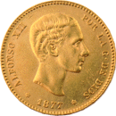 Pre-Owned 1877 Spain 25 Pesetas Gold Coin