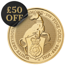 Pre-Owned 2021 UK Queen's Beasts The White Greyhound of Richmond 1oz Gold Coin