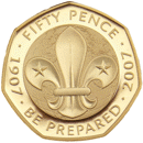 Pre-Owned 2007 UK Scouting Centenary 50p Proof Design Gold Coin