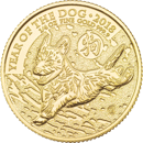 Pre-Owned 2018 UK Lunar Dog 1/4oz Gold Coin