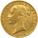 Pre-Owned 1869 London Mint DN.27 Victorian 'Shield' Full Sovereign Gold Coin