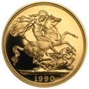Pre-Owned 1990 UK Full Sovereign Proof Design Gold Coin
