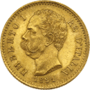 Pre-Owned 1881 Italian Umberto I 20 Lire Gold Coin