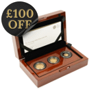 Pre-Owned 2016 UK Full, Half, and Quarter Sovereign Proof Gold 3-Coin Set