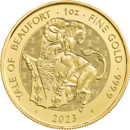 Pre-Owned 2023 UK Tudor Beasts 'Yale of Beaufort' 1oz Gold Coin
