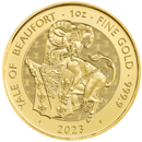 Pre-Owned 2023 UK Tudor Beasts 'Yale of Beaufort' 1oz Gold Coin