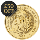 Pre-Owned 2023 UK Tudor Beasts Bull of Clarence 1oz Gold Coin