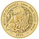 Pre-Owned 2023 UK Tudor Beasts Bull of Clarence 1/4oz Gold Coin