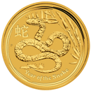 Pre-Owned 2013 Australian Lunar Snake 1/10oz Gold Coin
